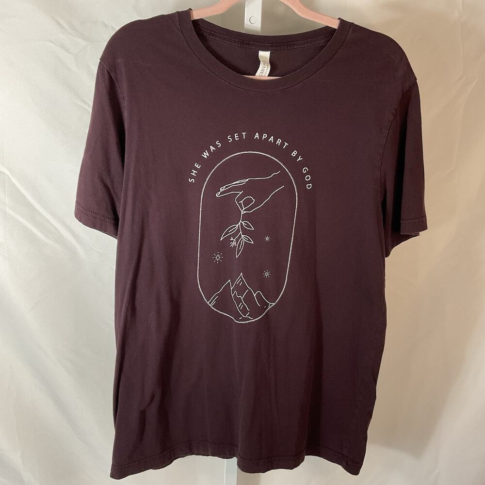 Bella + Canvas Dark Purple Graphic Faith Crew Neck Cotton T-Shirt Women's L